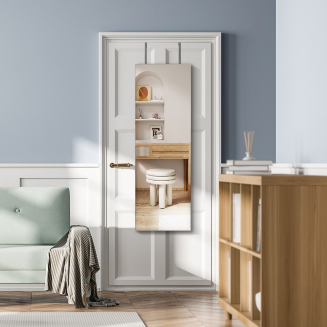 Lockable Storage Jewelry Cabinet With Frameless Mirror