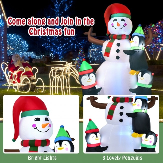 6 Feet Christmas Quick Inflatable Snowman With Penguins