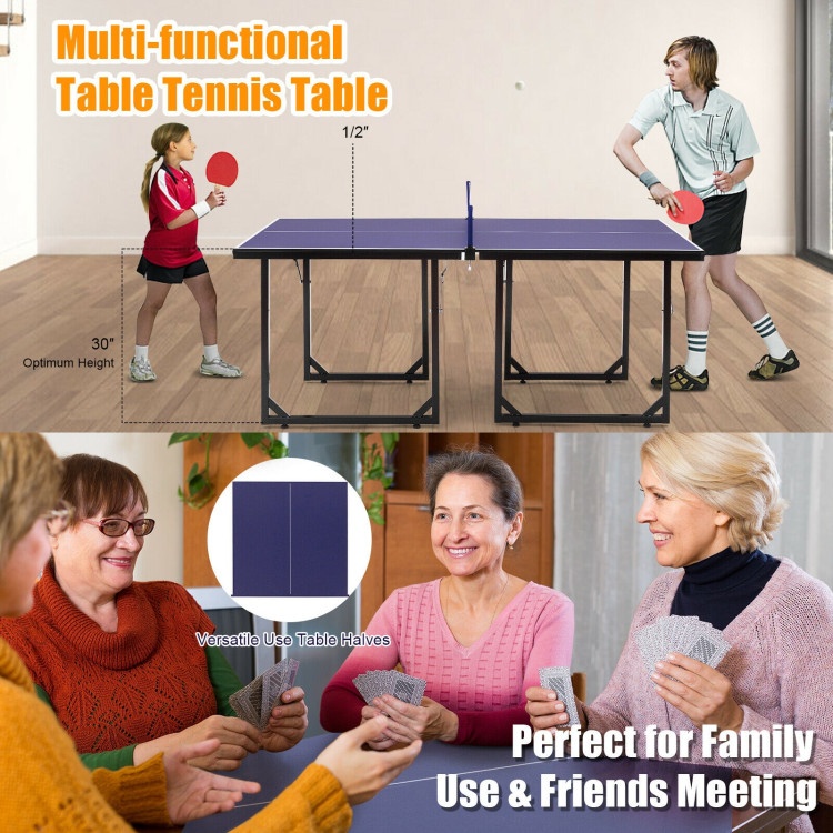 Multi-Use Foldable Midsize Removable Compact Ping-Pong Table