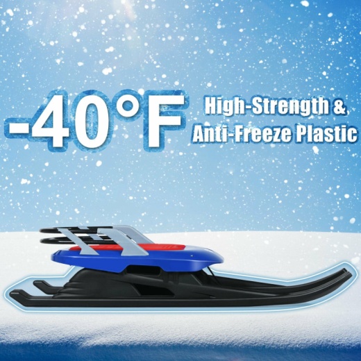 Folding Kids' Metal Snow Sled With Pull Rope Snow Slider And Leather Seat
