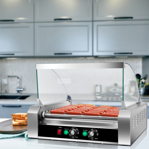 Stainless Steel Commercial 11 Roller Grill And 30 Hot Dog Cooker Machine