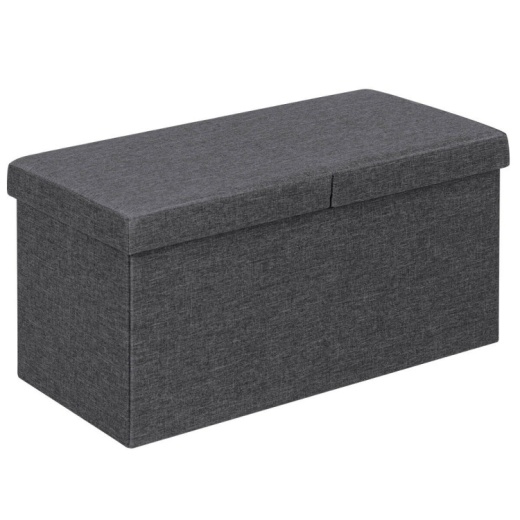 30 Inch Folding Storage Ottoman With Lift Top-Dark Gray