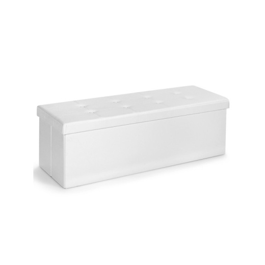 45 Inches Large Folding Storage Ottoman Bench With Memory Foam, White