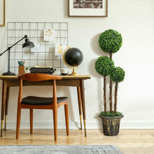 4ft Artificial UV Resistant Topiary Triple Ball Tree Plant