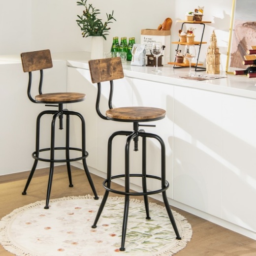 Adjustable Swivel Counter-Height Stool With Arc-Shaped Backrest