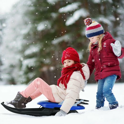 Folding Kids Metal Snow Sled - Frost-Resistant with Pull Rope