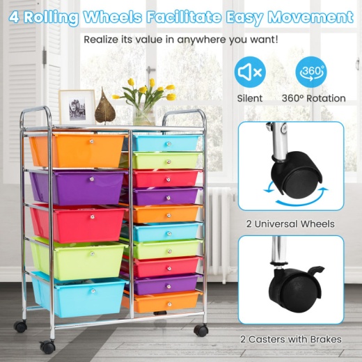 12 Drawers Rolling Cart Storage Scrapbook Paper Organizer Bins