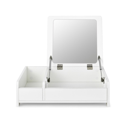 Compact Bay Window Makeup Dressing Table With Flip-Top Mirror