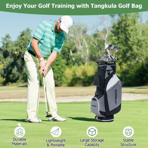 14-Way Golf Cart Stand Bag With Waterproof Rain Hood