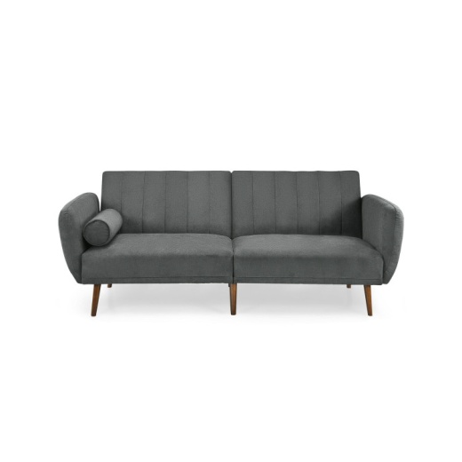 Convertible Futon Sofa Bed Adjustable Couch Sleeper With Wood Legs-Gray