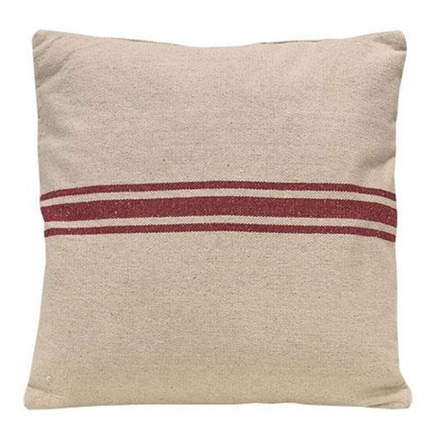 Red Stripe Grain Sack Pillow