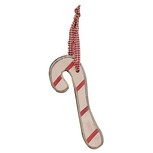 Candy Cane Wood Ornament