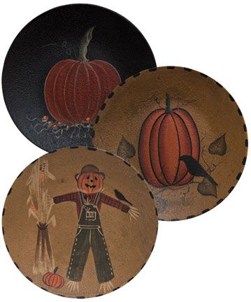 Scarecrow Or Pumpkin Plate, 3 Asstd
