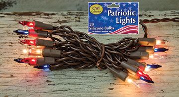 Patriotic Lights, Brown Cord, 20 Ct