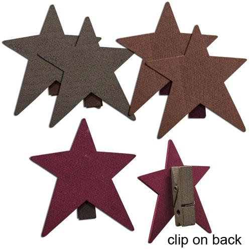 6/Set Star Clothespins - Unique Craft Supply for Scrapbooking, Card Making, and Gift Wrapping