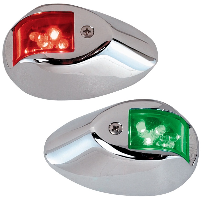 Perko Led Side Lights - Red/Green - 24V - Chrome Plated Housing
