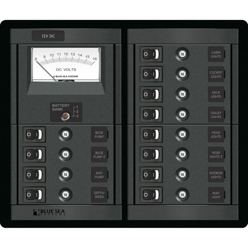 Blue Sea 1464 12 Position Switch Clb + Meter Square