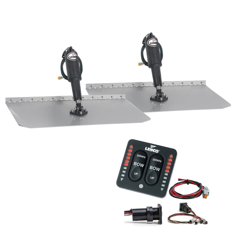 Lenco 12" X 30" Standard Trim Tab Kit W/Led Indicator Switch Kit 12v
