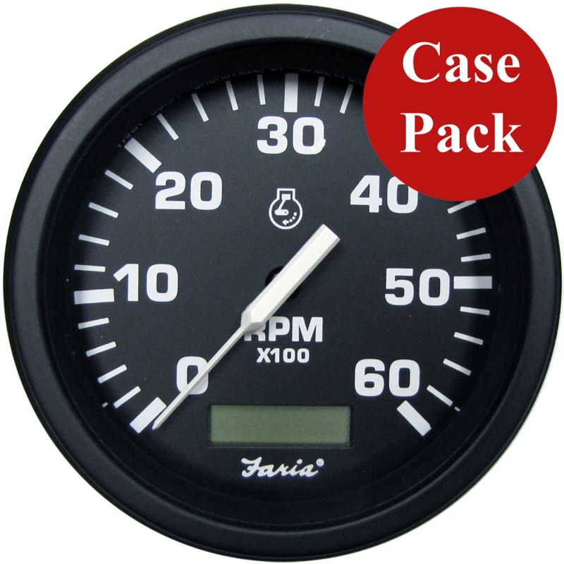 Faria 4" Heavy-Duty Tachometer W/Hourmeter (6000 Rpm) Gas - Black *Bulk ...