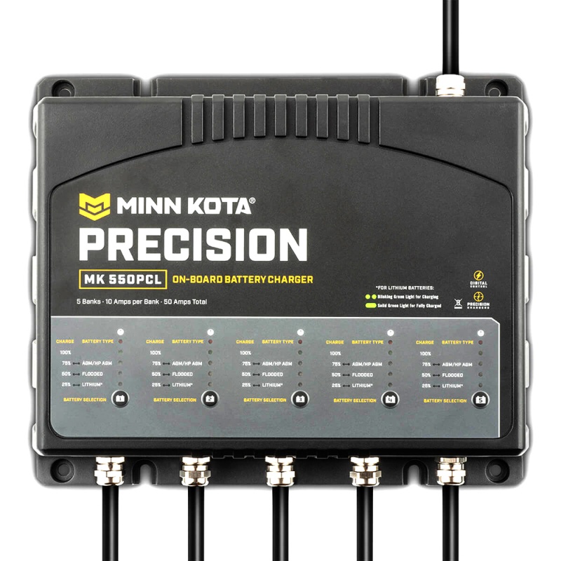 Minn Kota On-Board Precision Charger Mk-550 Pcl 5 Bank X 10 Amp Li Optimized Charger