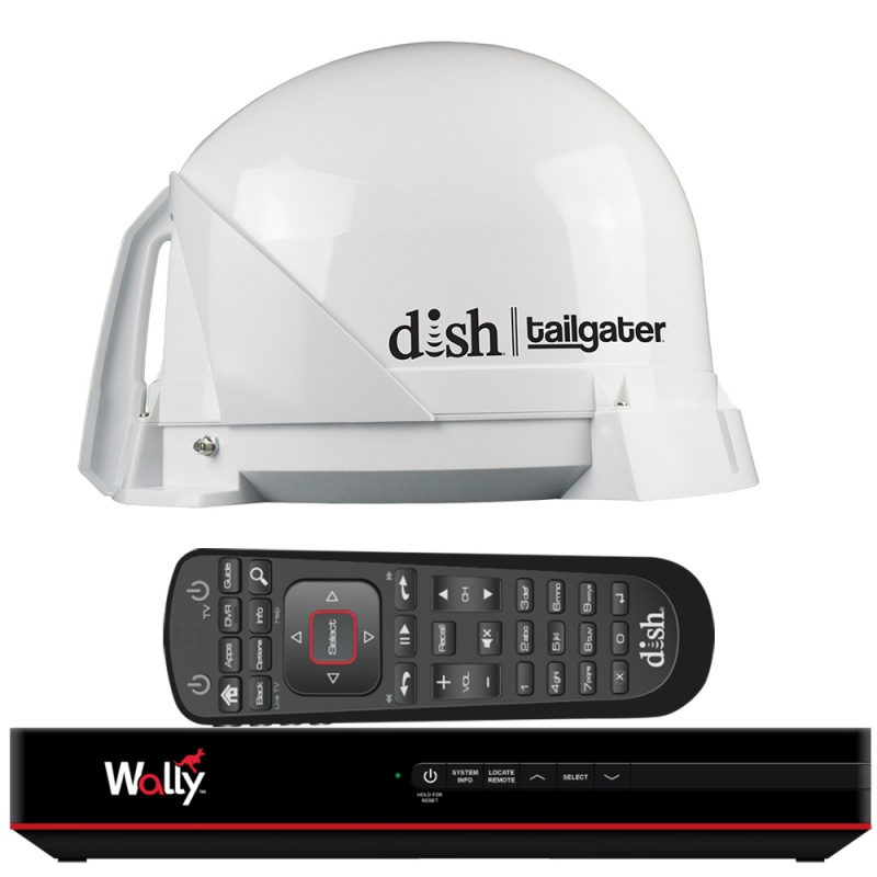 King Dish® Tailgater® Satellite Tv Antenna Bundle W/Dish® Wally® Hd Receiver & Cables