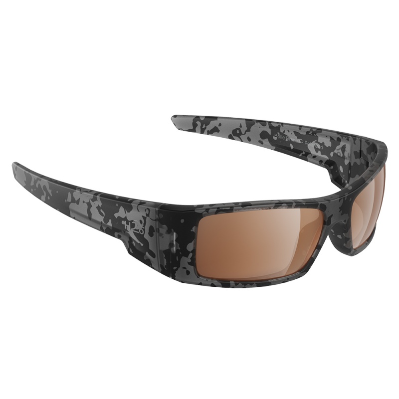H2optix Waders Sunglasses Matt Tiger Shark, Brown Lens Cat.3 - Antisalt Coating W/Floatable Cord