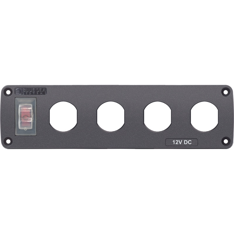 Blue Sea Water Resistant Usb Accessory Panel - 15A Circuit Breaker, 4X Blank Apertures