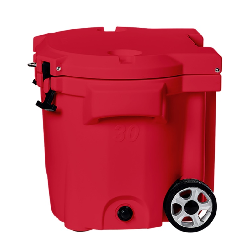 Laka Coolers 30 Qt Cooler W/Telescoping Handle & Wheels - Red