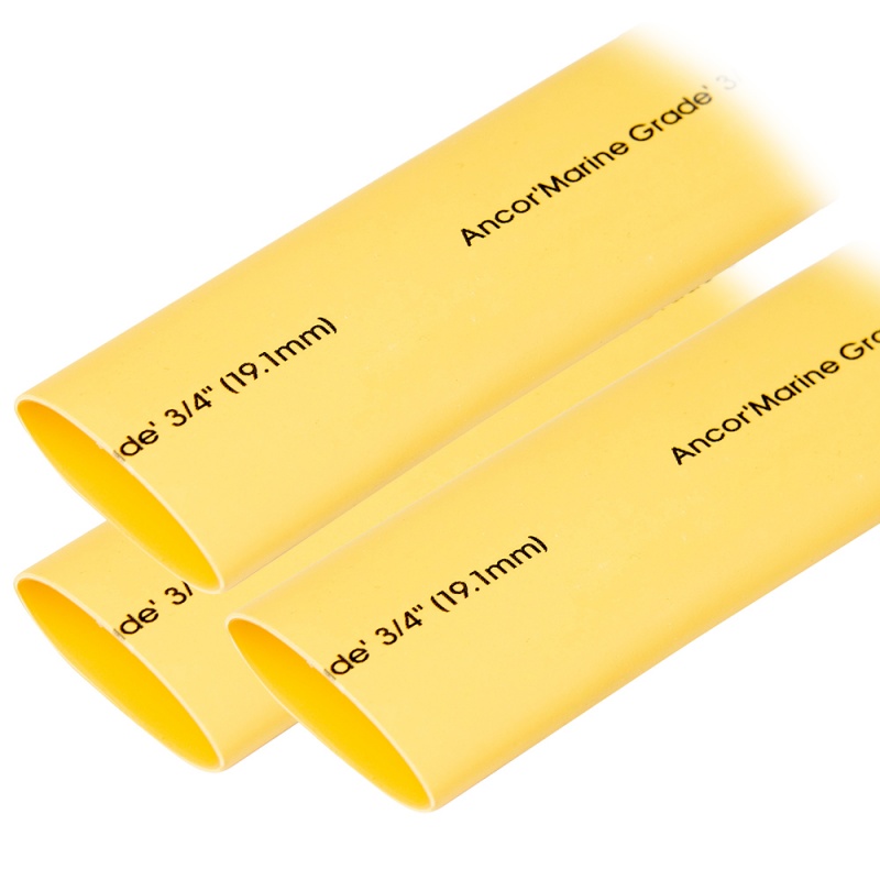 Ancor Heat Shrink Tubing 3/4" X 3" - Yellow - 3 Pieces
