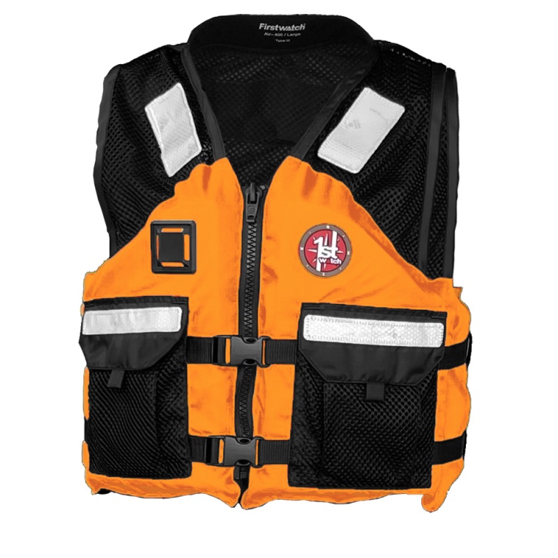 First Watch Av-5001 Mesh Crew Vest Hi-Vis - Orange/Black - L/Xl