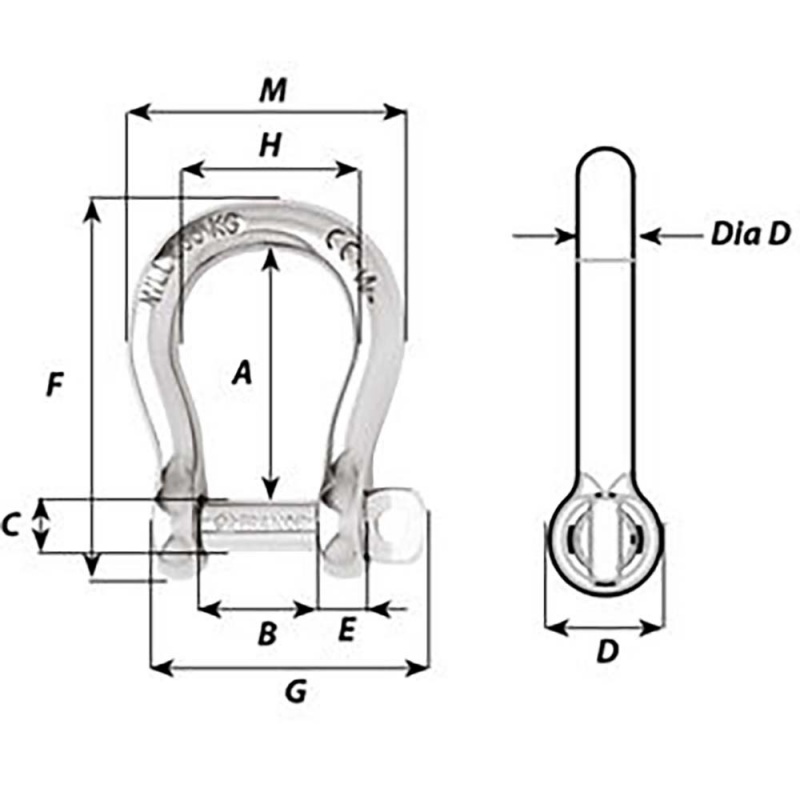 Wichard Self-Locking Bow Shackle - Diameter 12Mm - 15/32"