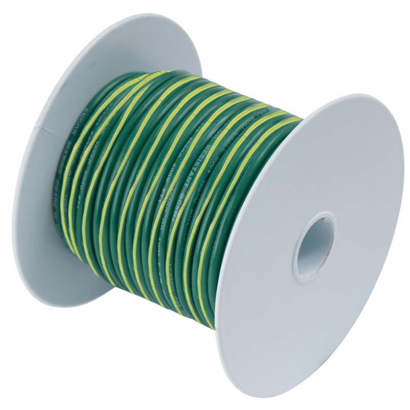 Ancor Green W/Yellow Stripe 10 Awg Tinned Copper Wire - 500'
