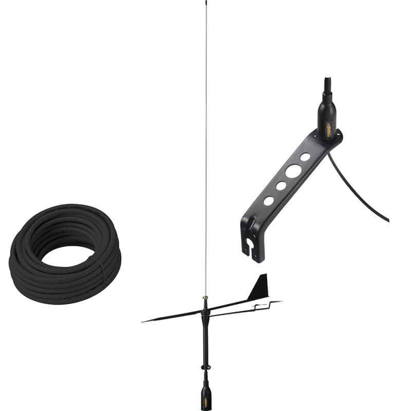 Glomex Black Swan Vhf Antenna W/Wind Indicator & 66' Coax Cable