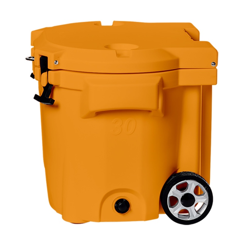 Laka Coolers 30 Qt Cooler W/Telescoping Handle & Wheels - Orange