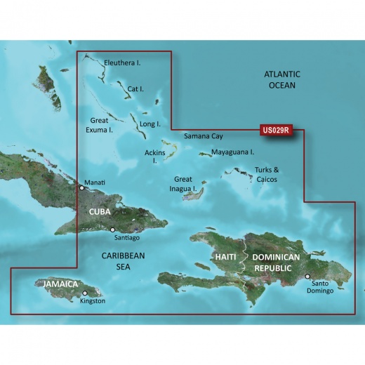 Garmin Bluechart G3 Vision HD - VUS029R Chart Card for Southern Bahamas