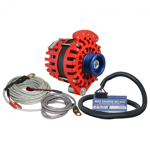Balmar Alternator 1-2" Single Foot J10 Serpentine Pulley Regulator & Temp Sensor Kit - 170A, 12V