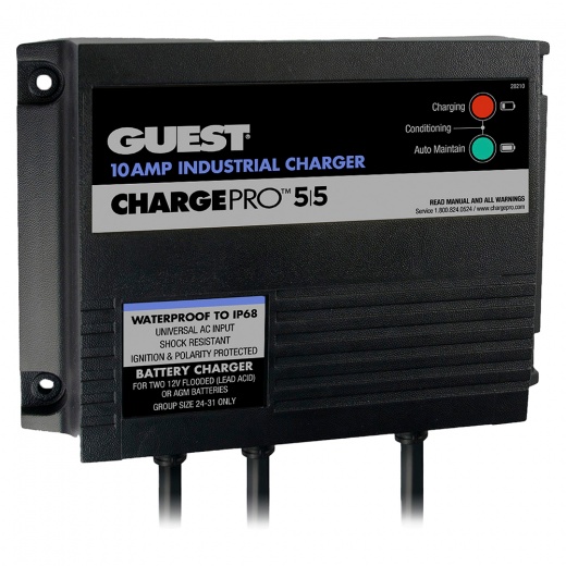 Guest 10Amp 12/24V 2 Bank 120V Input On-Board Battery Charger