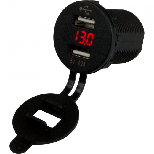 Sea-Dog Dual USB Socket/Voltmeter with Hidden Display