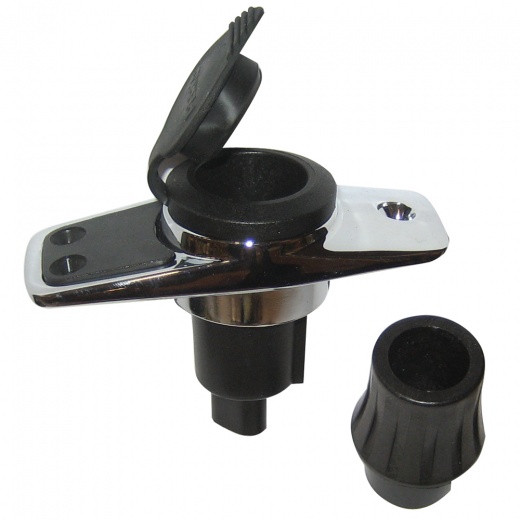 Perko Locking Collar Pole Light Mounting Base - 2 Pin - Chrome Plated W/Black Cover