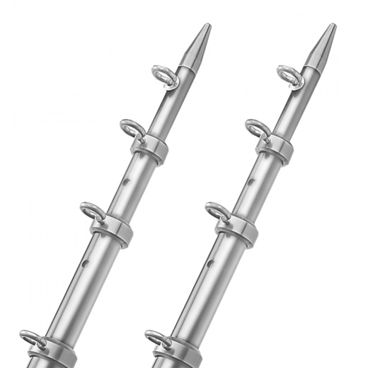 Taco 15' Telescopic Outrigger Poles HD 1-½" - Silver/Silver