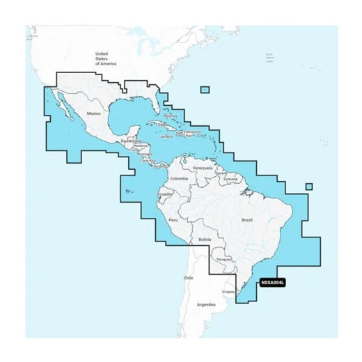 Garmin Navionics+ NSSA004L Chart - Mexico, The Caribbean To Brazil - Inland & Coastal Marine Chart