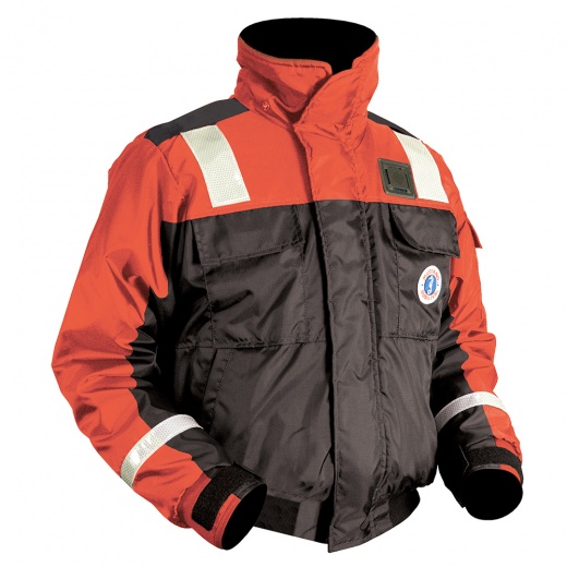 Mustang Classic Flotation Bomber Jacket W/Reflective Tape - Orange/Black - Small