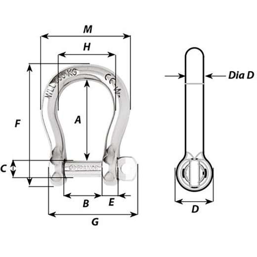 Wichard Not Self-Locking Bow Shackle - 20Mm Diameter - 25/32"