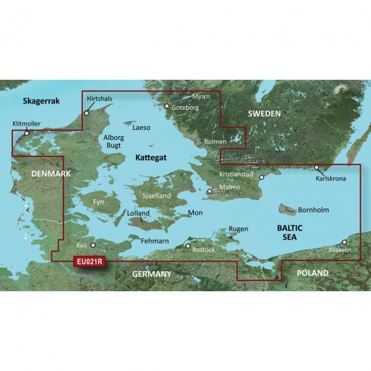 Garmin Bluechart G3 Vision HD - VEU021R: Explore Denmark East & Sweden Southeast with Unparalleled Coverage and Clarity