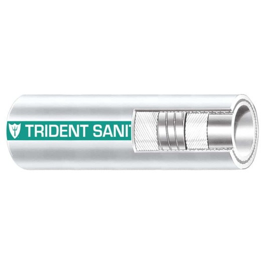 Trident Marine 1-1/2" X 50' Coil Premium Marine Sanitation Hose - White W/Green Stripe