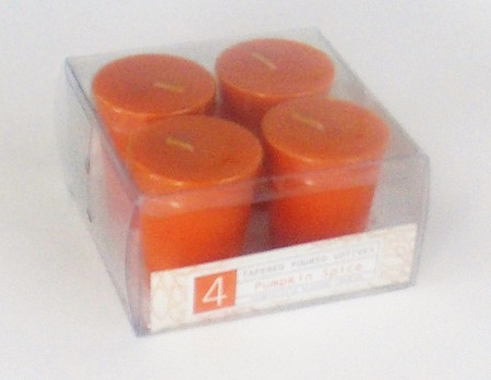 Fall - Candle - Votive - 4Pk Tapered - Pumpkin Spice