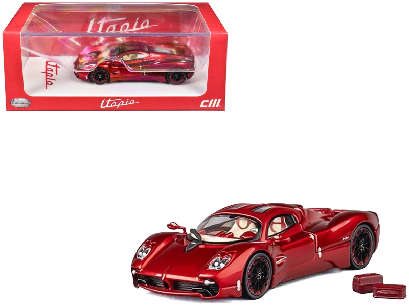 Pagani Utopia Red Metallic With Red Carbon Top 1/64 Diecast Model Car By Cm Model