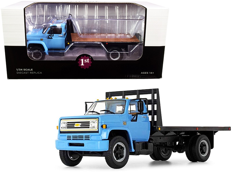 Chevrolet C65 Flatbed Truck Blue And Black 1/34 Diecast Model By First Gear