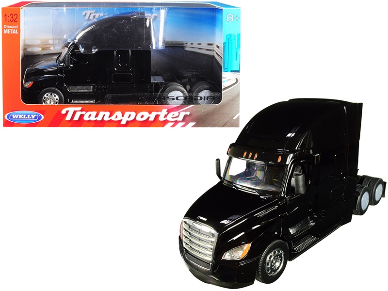 Freightliner Cascadia Truck Black "Transporter" 1/32 Diecast Model By Welly