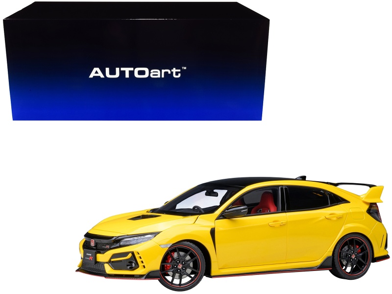 2021 Honda Civic Type R (Fk8) Rhd (Right Hand Drive) Sunlight Yellow Limited Edition 1/18 Model Car by Autoart